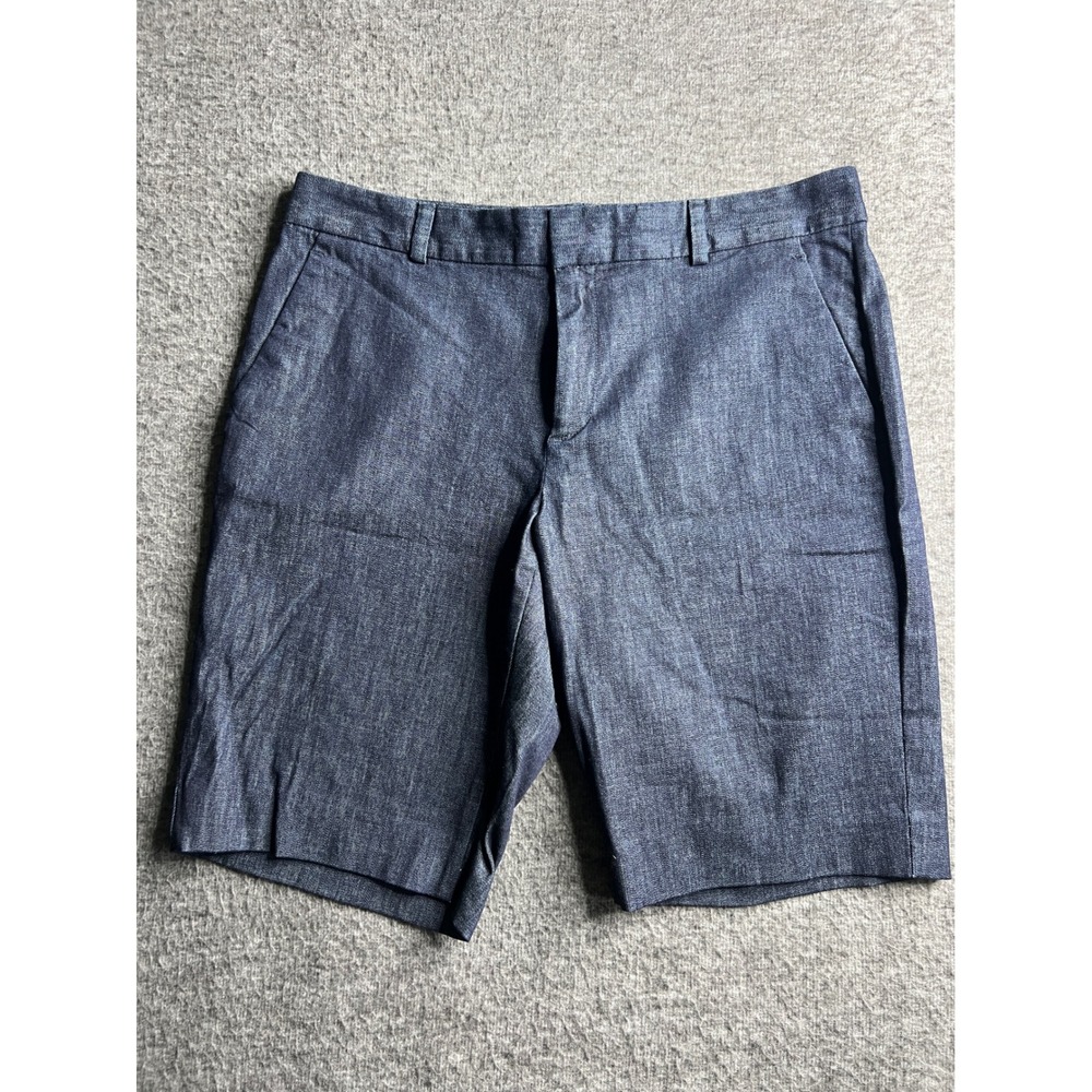 Banana Republic Factory Womens 4 Tailored Chambray Shorts Dark Indigo Blue 35952